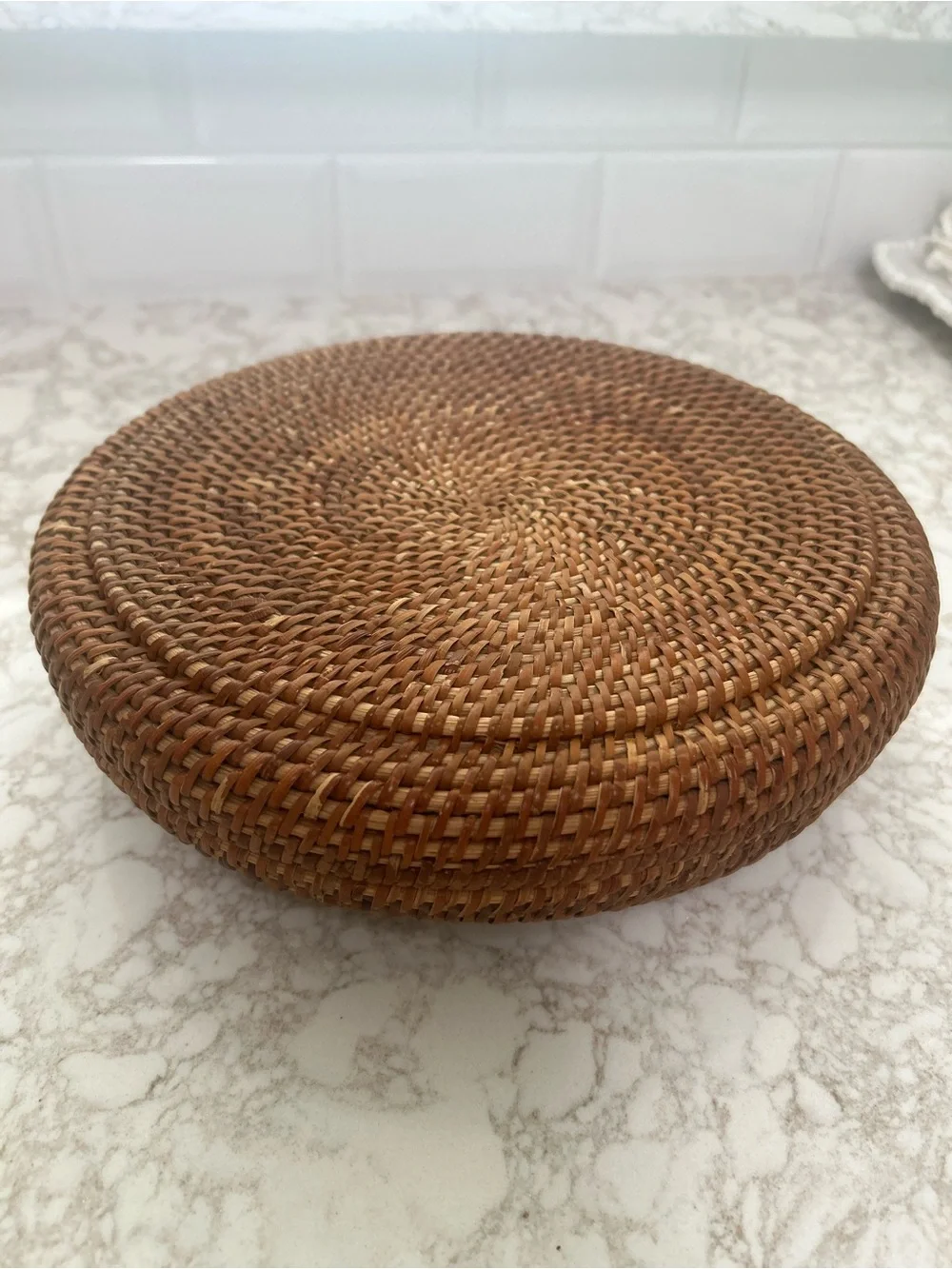 Woven Rattan Decorative Lidded Box - Brown